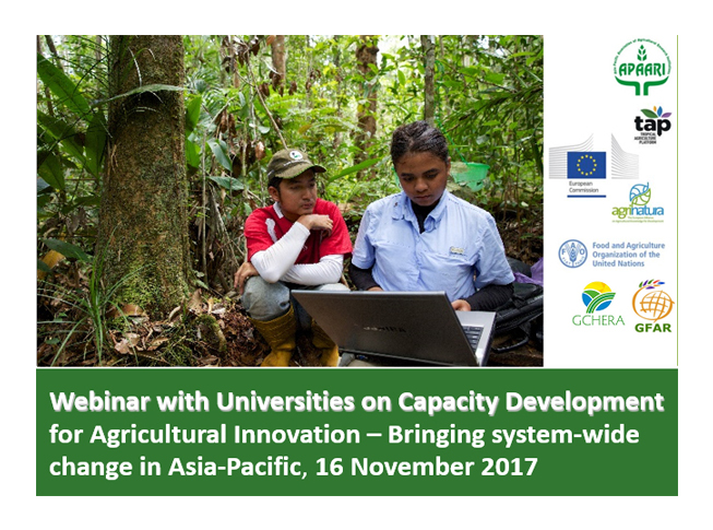 Webinar with Universities on Capacity Development for Agricultural Innovation – Bringing System-Wide Change in Asia-Pacific