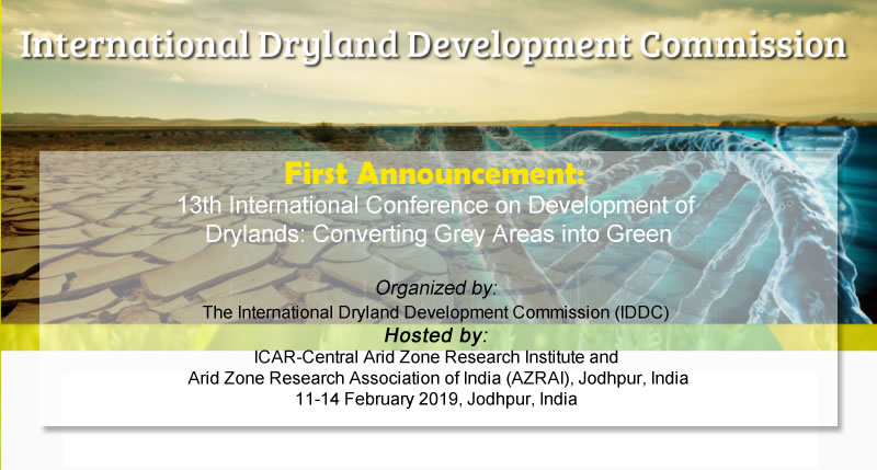 First Announcement: 13th International Conference on Development of Drylands: Converting Grey Areas into Green